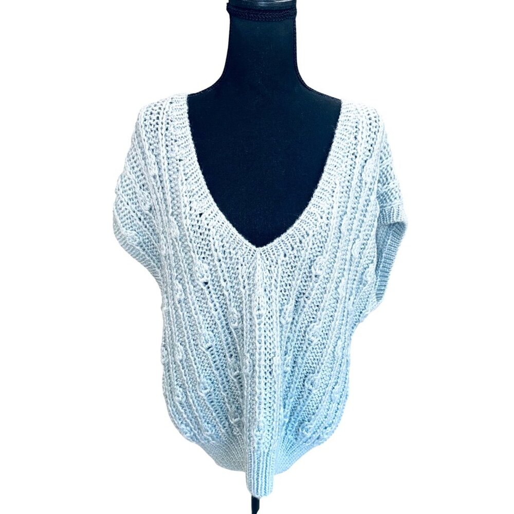 Hand-Knitted Country Craft Light Blue Oversized Open Knit Sweater Women’s L